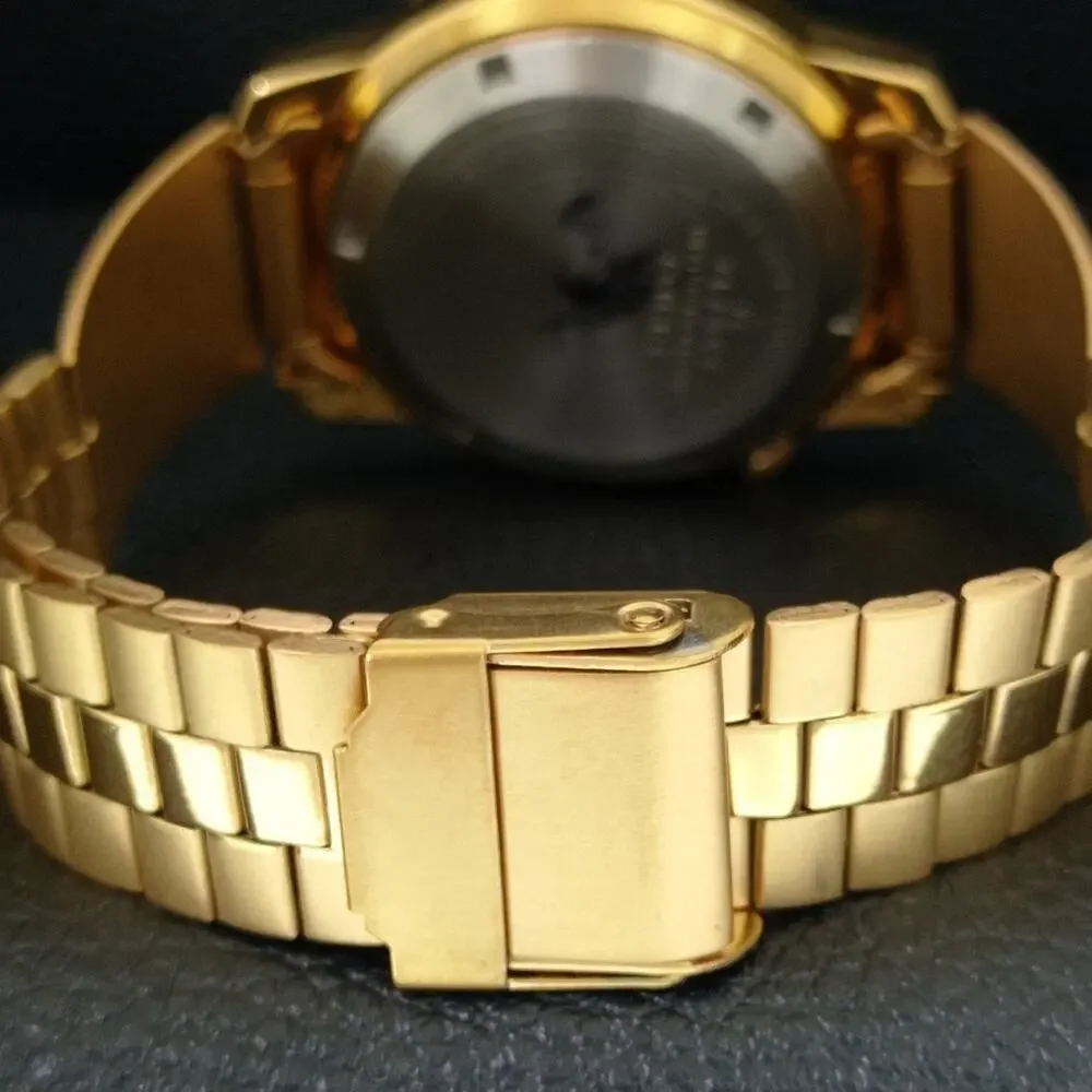 Vintage 1980 Seiko Automatic Mens Gold Watch W/daydate & Arabic accents
